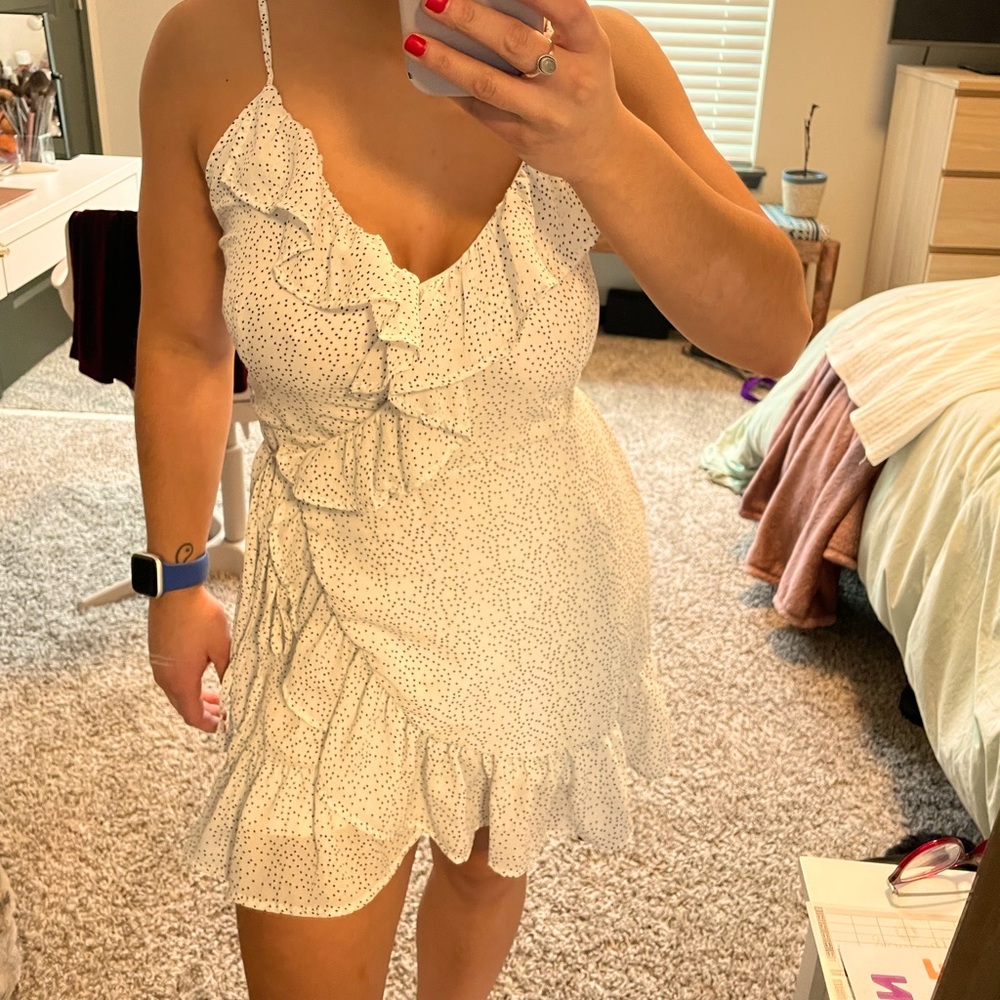 Black Polka Dot White Dress